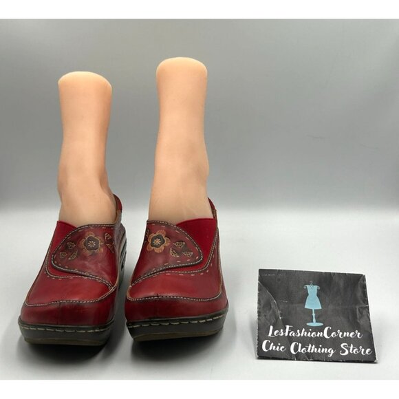 Spring Step L'artiste Women's Red Leather Burbank Slip-On Clogs Sz 7.5 (38) 3113 - Picture 9 of 16